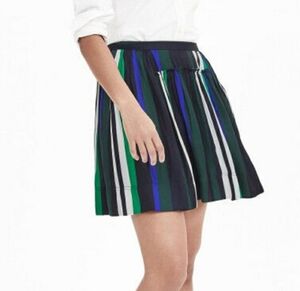 Banana Republic Multicolor Shirred Pleated Striped Mini Skirt Size 8 Blue Green